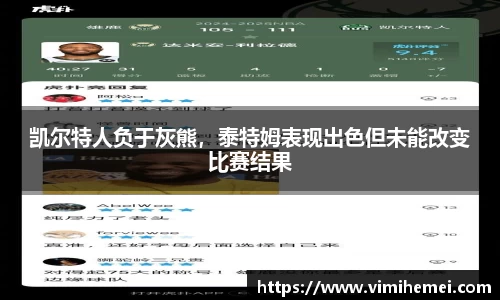 凯尔特人负于灰熊，泰特姆表现出色但未能改变比赛结果