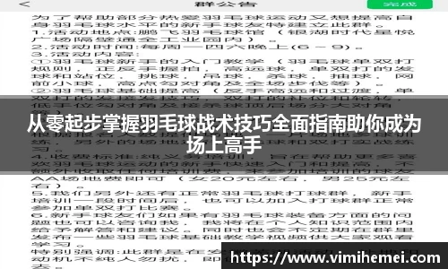 从零起步掌握羽毛球战术技巧全面指南助你成为场上高手