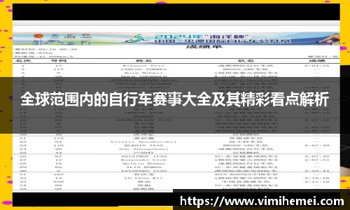 全球范围内的自行车赛事大全及其精彩看点解析