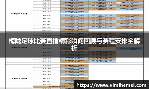 梅陇足球比赛直播精彩瞬间回顾与赛程安排全解析