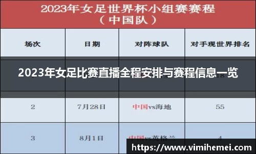 2023年女足比赛直播全程安排与赛程信息一览